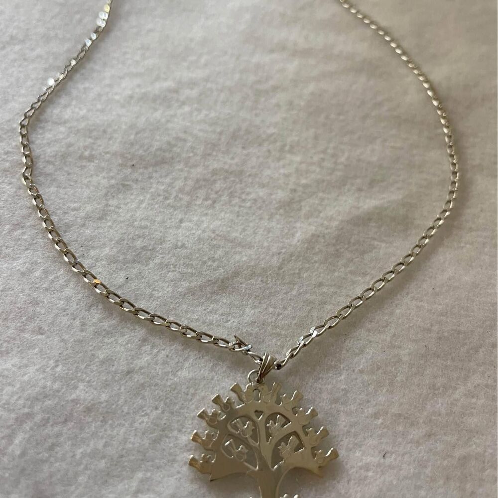 Mexican Sterling Silver Tree Theme Necklace with birds (Love bird tree)